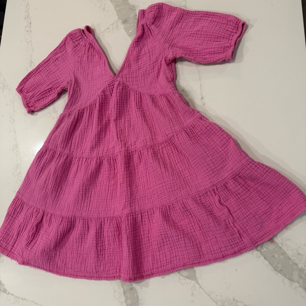 Aerie Pool To Party Tiered Puff Sleeve Mini Dress Women’s XS Pink Beachy Summer - Picture 5 of 12